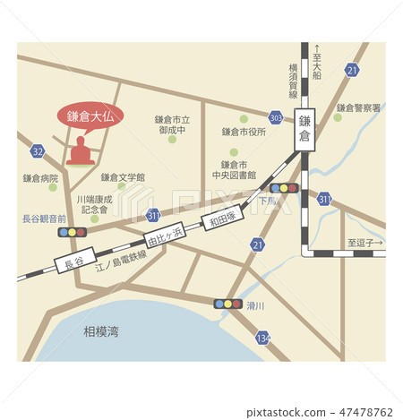 Map around Kamakura 47478762