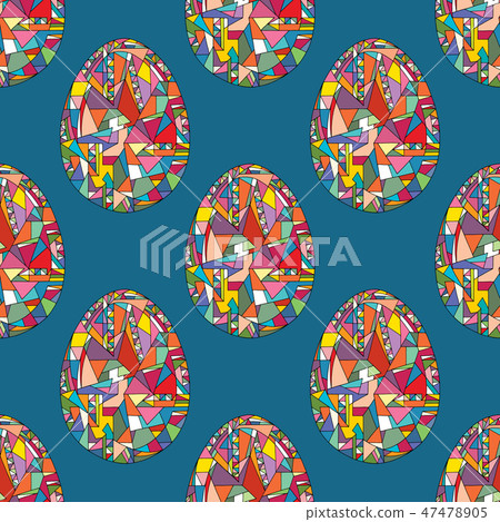 Easter eggs vector seamless pattern. Hand drawn - Stock Illustration ...
