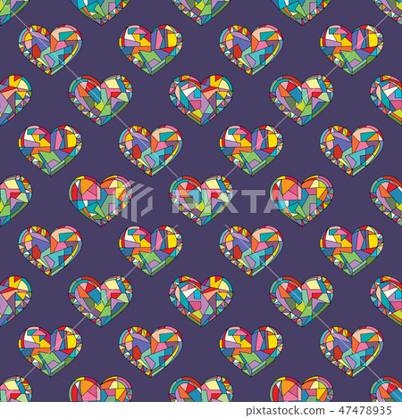 Hearts hand drawn vector seamless pattern. Hearts hand drawn vector seamless pattern. 47478935