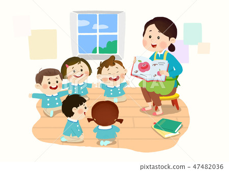 Preschool Kids daily life vector illustration 008 47482036