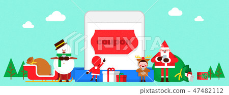 Christmas banner Santa Claus and snowman. colourful backgrounds vector illustration. 004 47482112