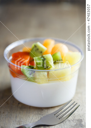 fruit salad topping on tofu ,milk fruit salad topping on tofu ,milk 47483057
