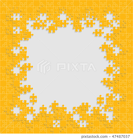 Vector jigsaw pieces puzzle of background, frame. 47487037