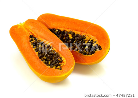 Ripe papaya isolated on white background. Ripe papaya isolated on white background. 47487251