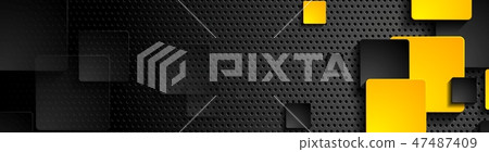 Orange black squares on dark perforated background - Stock Illustration ...