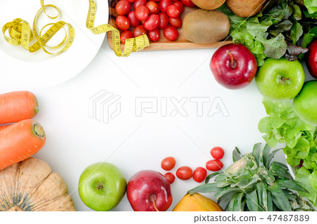 Healthy low carbs products Fresh tasty vegetables  47487889