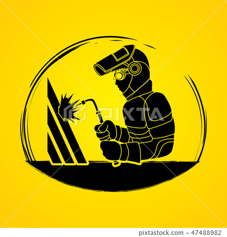 Welder working cartoon graphic vector 47488982