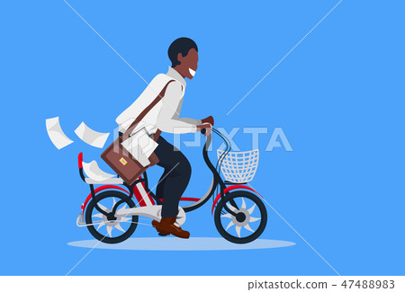 postman cycling bicycle with letter envelopes postal service delivery concept african american postman cycling bicycle with letter envelopes postal service delivery concept african american 47488983