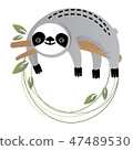 Vector frame of a cute sloth 47489530