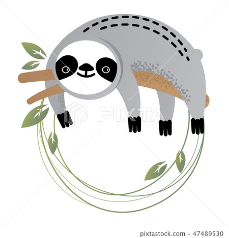 Vector frame of a cute sloth 47489530