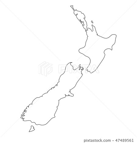New Zealand - solid black outline border map of country area. Simple flat vector illustration New Zealand - solid black outline border map of country area. Simple flat vector illustration 47489561