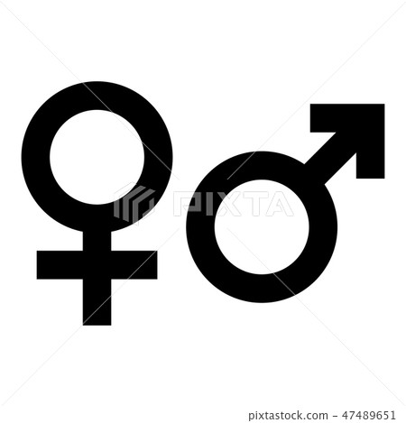 Male and female gender symbol. Simple black flat icon with on white background. Vector illustration 47489651