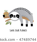 Vector illustration of a cute sloth 47489744
