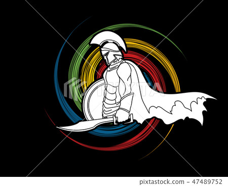 Spartan warrior with sword and shield vector 47489752