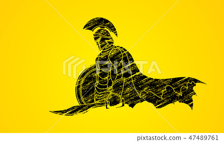 Spartan warrior with sword and shield vector 47489761