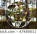 Geometric collage with the lake and nordic forest 47489811