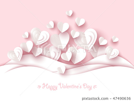 Valentine day background. White paper heart vector illustration 47490636