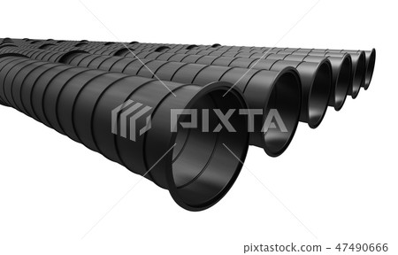 Row of black industrial pipelines isolated on white background Row of black industrial pipelines isolated on white background 47490666