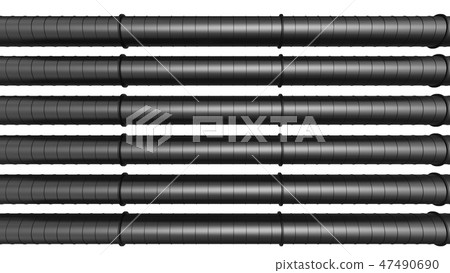 Row of black industrial pipelines isolated on white background Row of black industrial pipelines isolated on white background 47490690