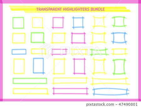 Transparent highlight pen rectangle frame set Transparent highlight pen rectangle frame set 47490801