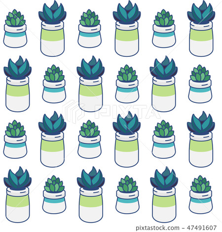 Plant pots seamless pattern in flat style Plant pots seamless pattern in flat style 47491607