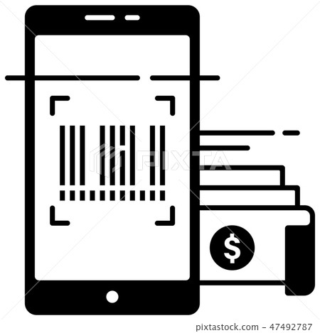 E-wallet barcode scan payment Solid illustration E-wallet barcode scan payment Solid illustration 47492787