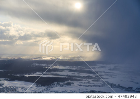 Aerial view of the stormy clouds in winter 47492948