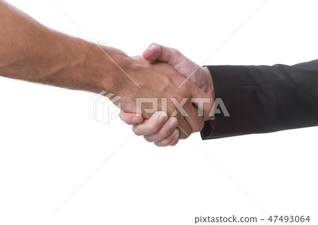male hand handshake isolated on white background 47493064