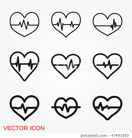 Heartbeat icon logo, illustration, vector sign Heartbeat icon logo, illustration, vector sign 47493303