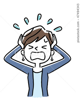 Short hair young woman: Panic 47494343