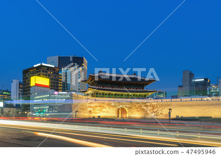 Seoul South Korea, Night skyline at Namdaemun Gate Seoul South Korea, Night skyline at Namdaemun Gate 47495946