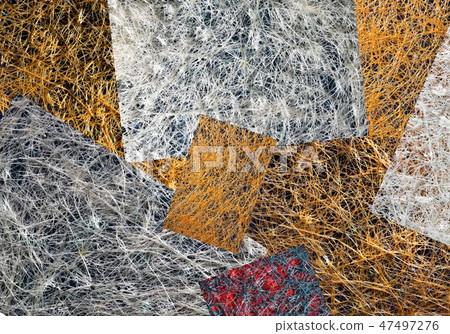 Abstract collage of images with multicolored threa 47497276
