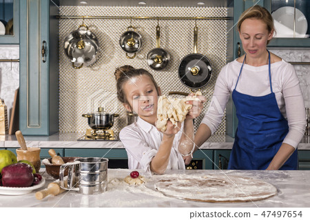 mother, daughter,girl,prepare bakery, Home cooking mother, daughter,girl,prepare bakery, Home cooking 47497654