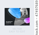 Brochure with black abstract design cover, party flyer in A4 with colourful smooth shapes for club, 47497689