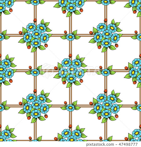 Seamless color flowers lattice wallpaper Seamless color flowers lattice wallpaper 47498777