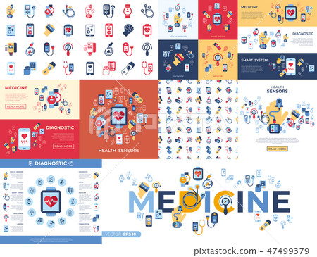 Digital vector health sensor icons set Digital vector health sensor icons set 47499379