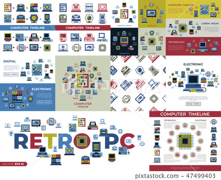 Digital vector personal computer timeline 47499403