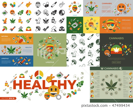 Digital vector cannabis healthy medicine icons 47499434