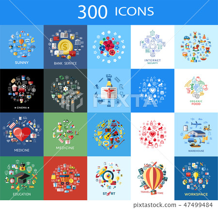 Digital vector 300 color icons set 47499484