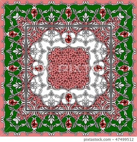 Square composition with silver scrolls Square composition with silver scrolls 47499512