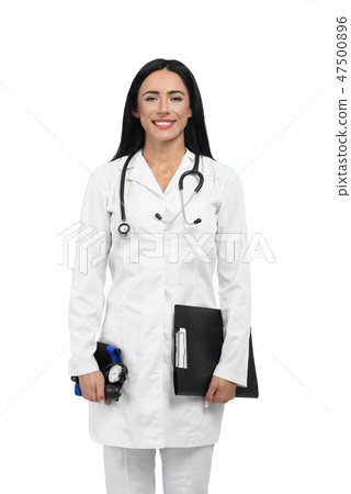 Young beautiful doctor posing at camera and smiling. 47500896