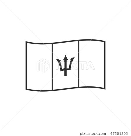 Barbados flag icon in black outline flat design 47501203