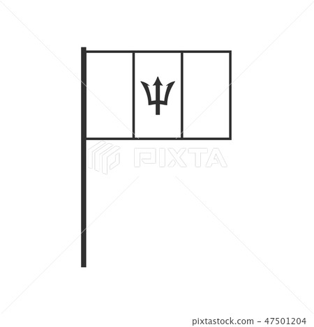 Barbados flag icon in black outline flat design 47501204