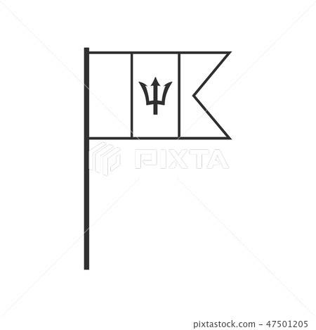 Barbados flag icon in black outline flat design 47501205