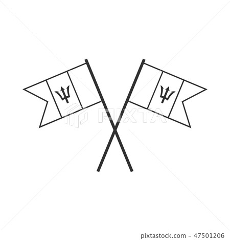 Barbados flag icon in black outline flat design 47501206
