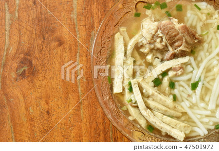 Vietnamese rice noodles topping pork bone soup Vietnamese rice noodles topping pork bone soup 47501972