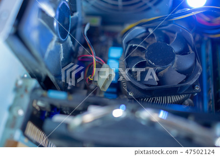 PC components in dust. macro CPU fan. It does not work, in dust and dirty. 47502124