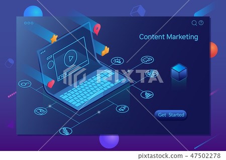 Content Marketing, Blogging and SMM concept.Landing page 47502278