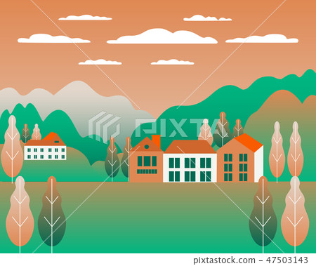 Rural valley Farm countryside Village landscape 47503143