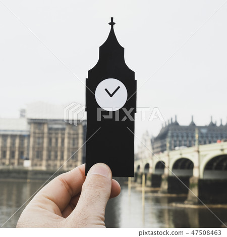 man holding the Clock Tower in London, UK. 47508463